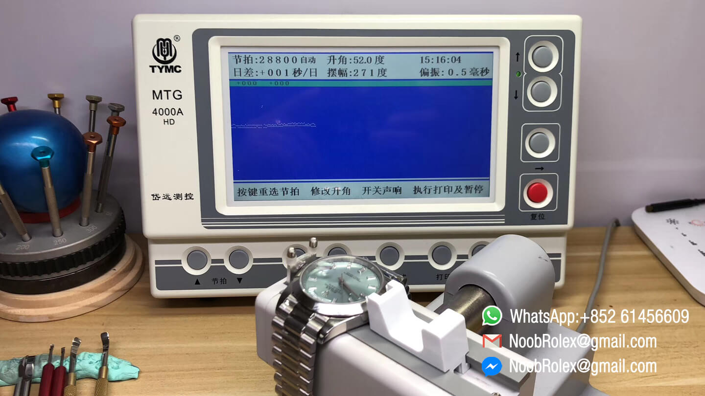 Day-Date II Day Date Stainless Steel Case & Bracelet Polished Bezel with Ice Blue Dial and Crystal Markers 1:1 Best Quality A3255