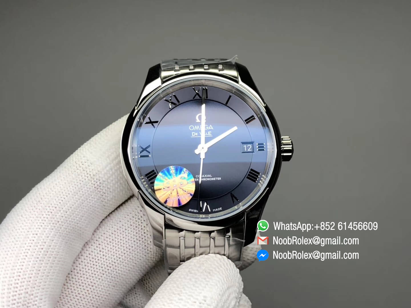 De Ville Co-Axial Watch 41MM Stainless Steel Case Blue Dial A8500 SSS Factory Best Quality Copy