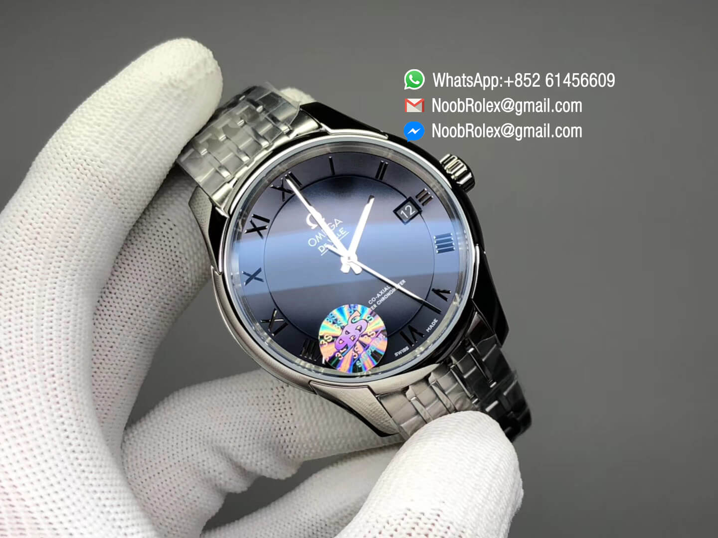 De Ville Co-Axial Watch 41MM Stainless Steel Case Blue Dial A8500 SSS Factory Best Quality Copy