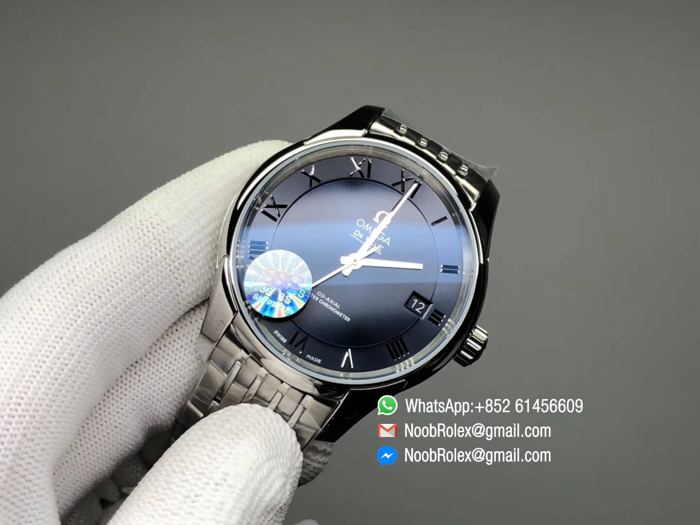 De Ville Co-Axial Watch 41MM Stainless Steel Case Blue Dial A8500 SSS Factory Best Quality Copy
