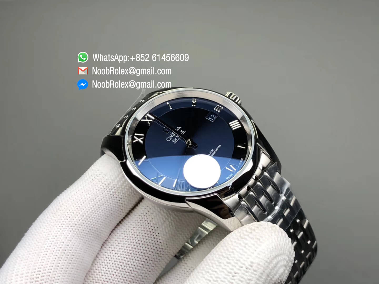 De Ville Co-Axial Watch 41MM Stainless Steel Case Blue Dial A8500 SSS Factory Best Quality Copy