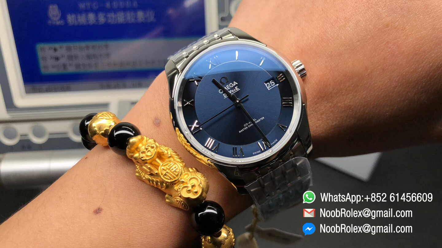 De Ville Co-Axial Watch 41MM Stainless Steel Case Blue Dial A8500 SSS Factory Best Quality Copy