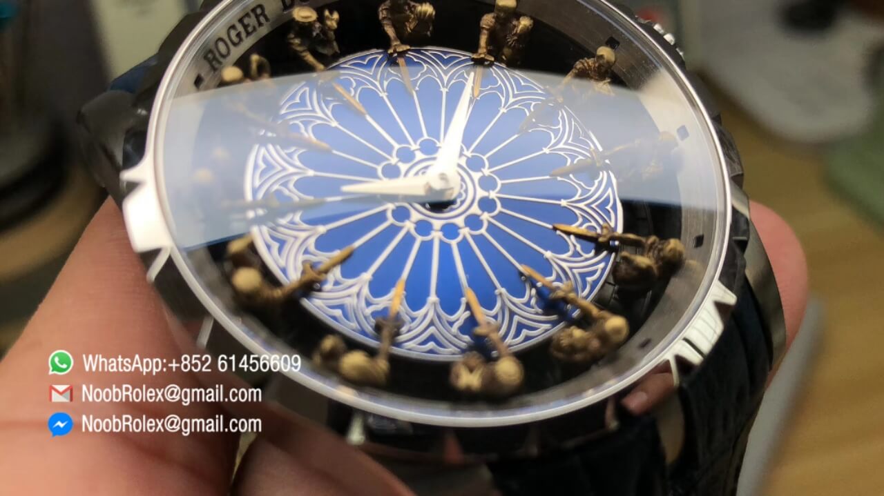 EXCALIBUR KNIGHTS OF THE ROUND TABLE II STERL CASE BLUE DIAL ON BLUE LEATHER STRAP MIYOTA 6T15 V2 BEST EDITION TOP QUALITY