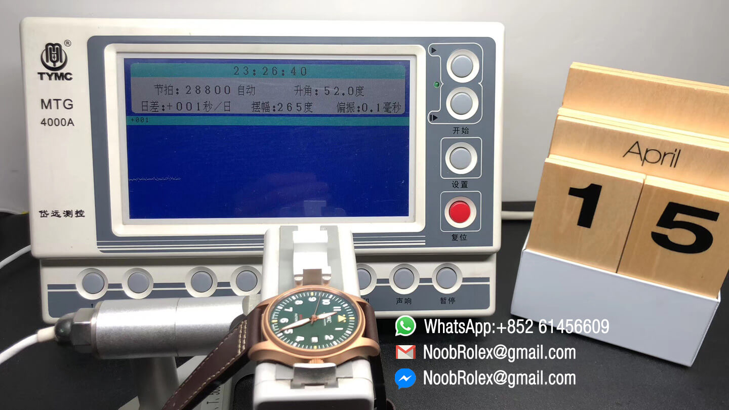 Pilot's Watch Automatic Spitfire Automatic Bronze IW326802 Green Dial on Brown Leather Strap A2824 XF Best Clone Quality