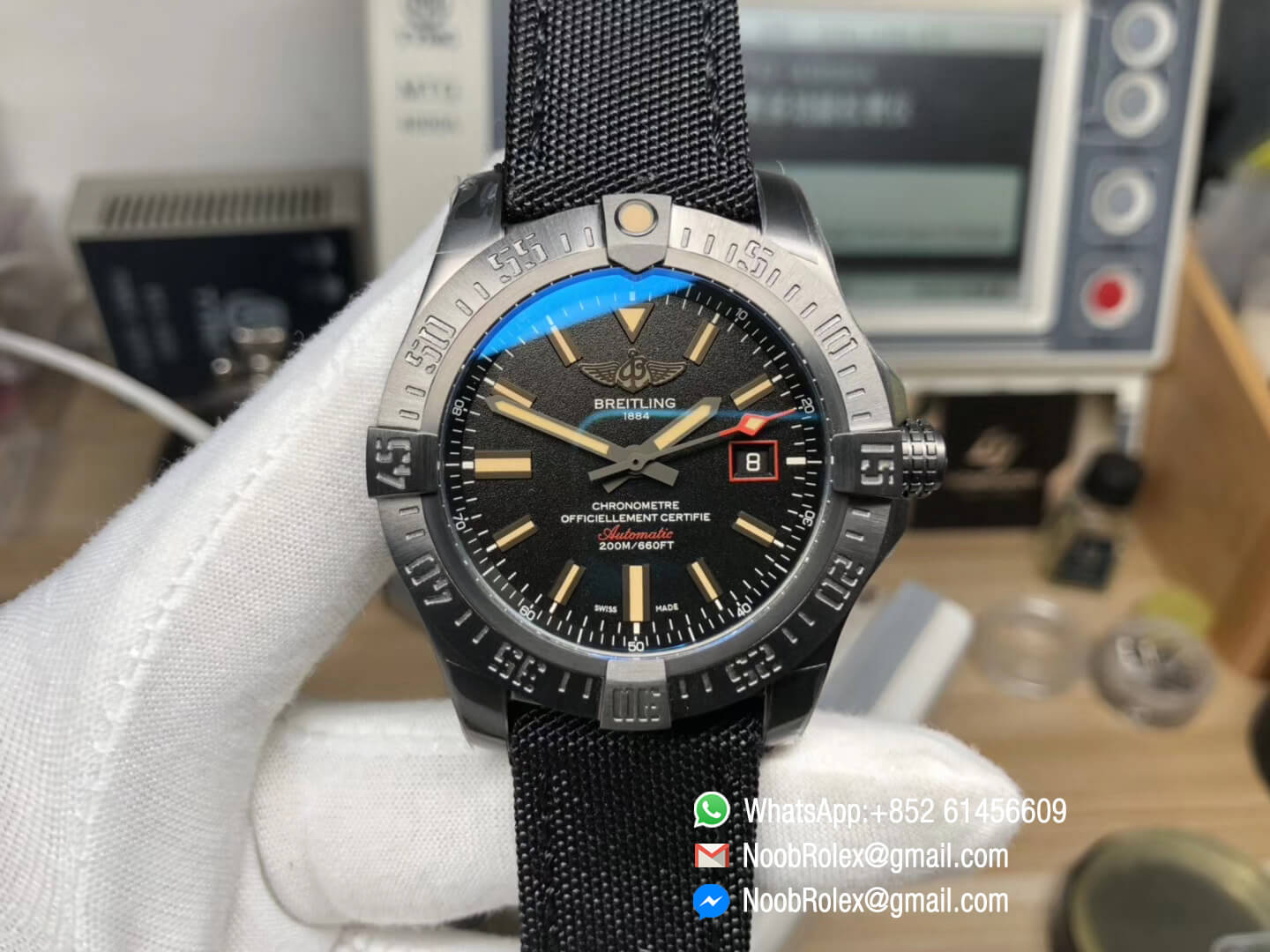 Avenger BlackBird 44mm DLC Titanium Case Black Dial on Gray Nylon Strap Asian Clone 2824 ZF 1:1 Best Edition