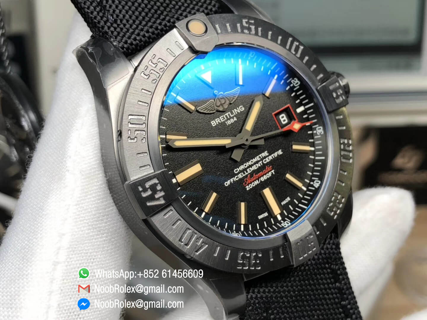 Avenger BlackBird 44mm DLC Titanium Case Black Dial on Gray Nylon Strap Asian Clone 2824 ZF 1:1 Best Edition