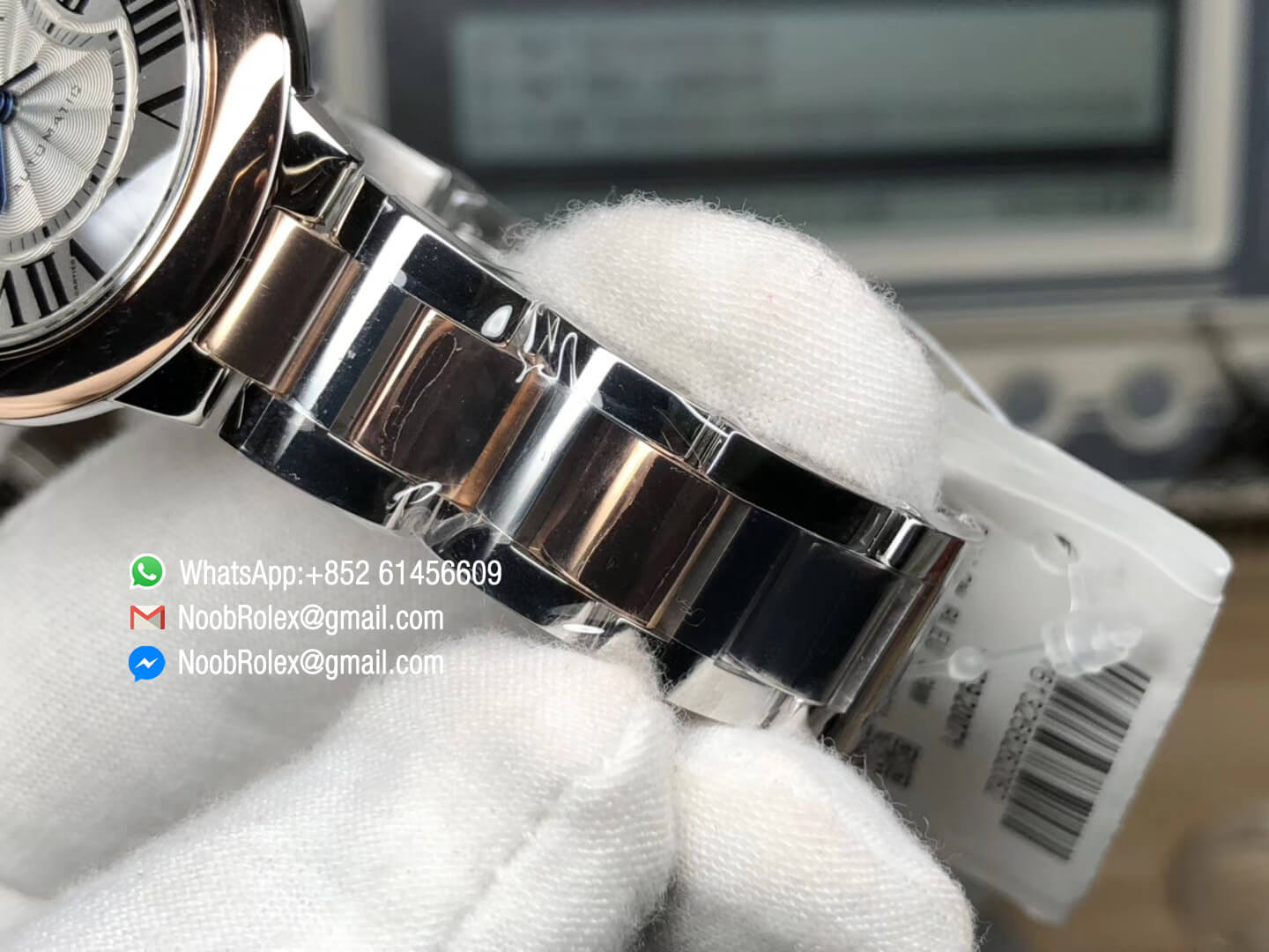 Ballon Bleu 33mm Ladies Watch Steel & Rose Gold Case White Textured Dial on Steel & Rose Gold Bracelet with SEIKO NH05A HBBV6 V6F 1:1 Best Quality