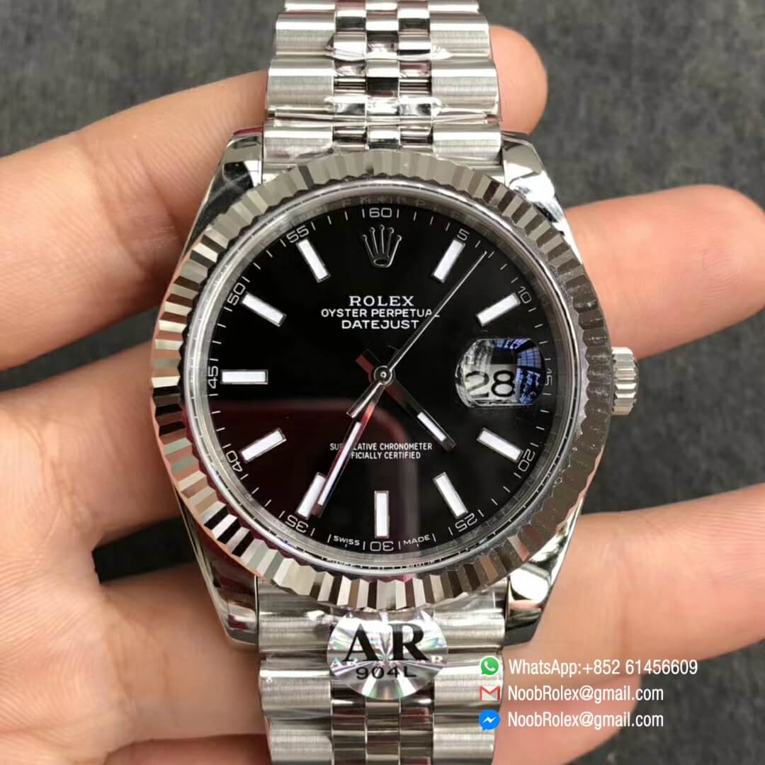 DATEJUST 41 126334 904L STEEL CASE BLACK DIAL ON JUBILEE BRACELET WITH ASIAN 2824 AUTO MOVEMENT AR FACTORY 1:1 BEST QUALITY V2.