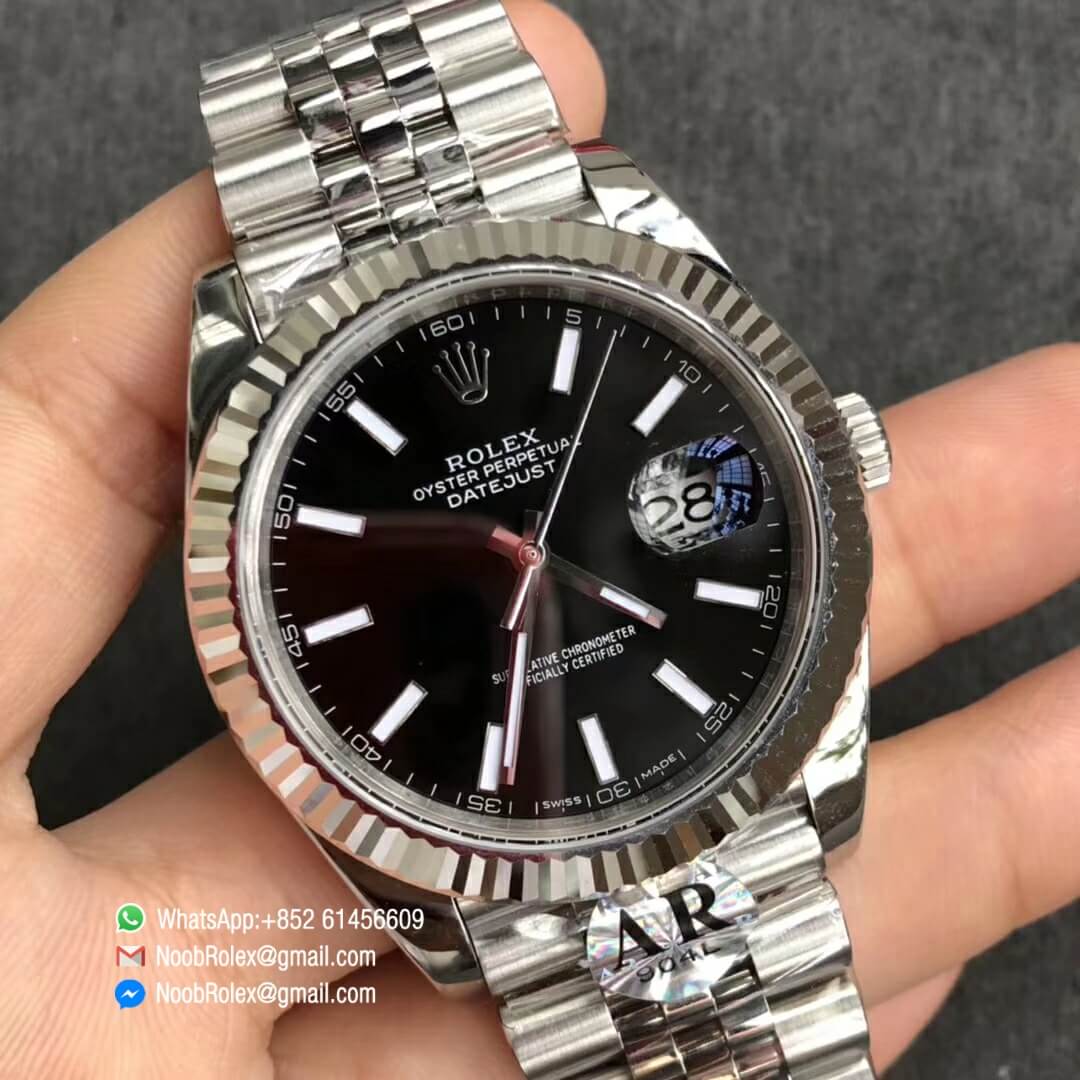 DATEJUST 41 126334 904L STEEL CASE BLACK DIAL ON JUBILEE BRACELET WITH ASIAN 2824 AUTO MOVEMENT AR FACTORY 1:1 BEST QUALITY V2.