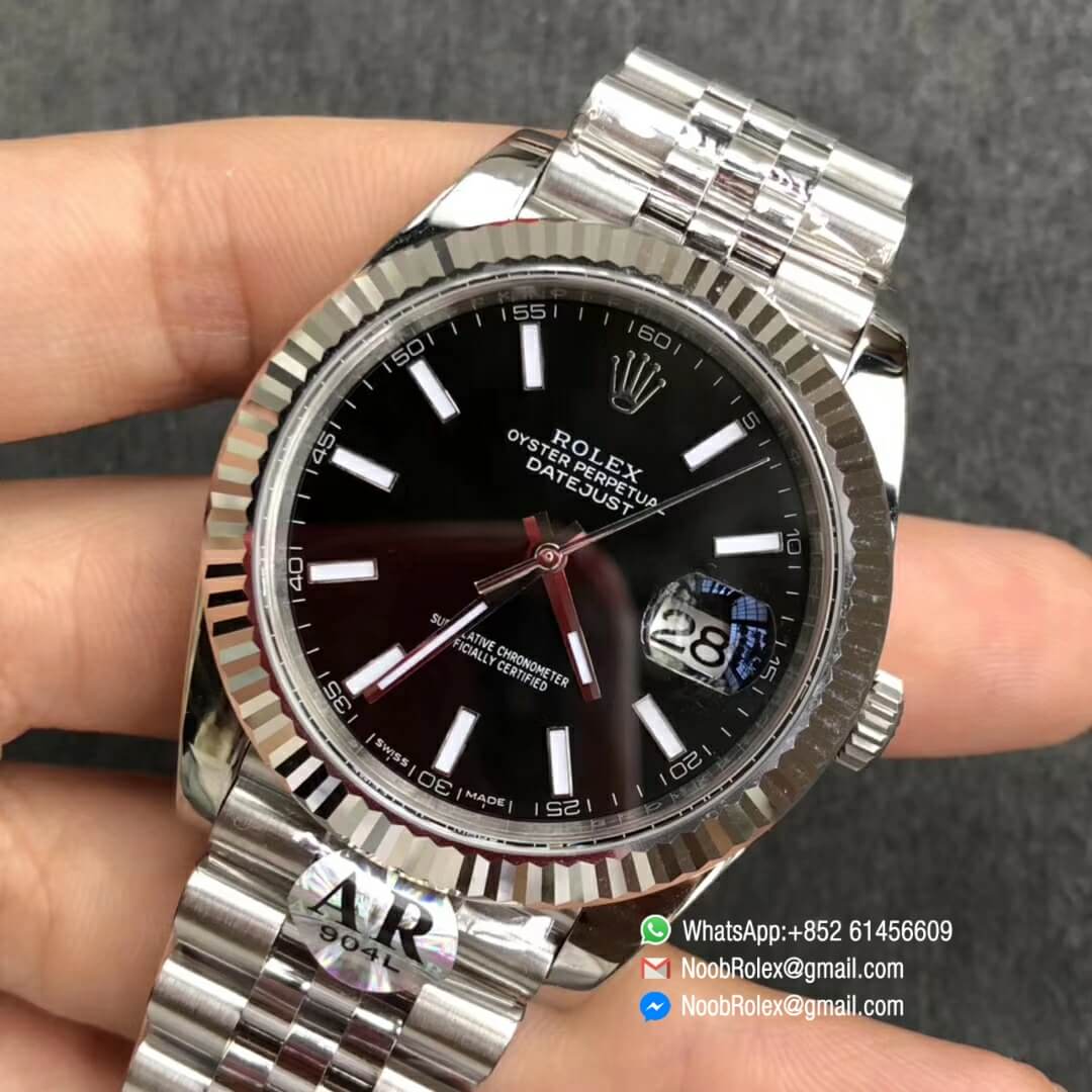 DATEJUST 41 126334 904L STEEL CASE BLACK DIAL ON JUBILEE BRACELET WITH ASIAN 2824 AUTO MOVEMENT AR FACTORY 1:1 BEST QUALITY V2.