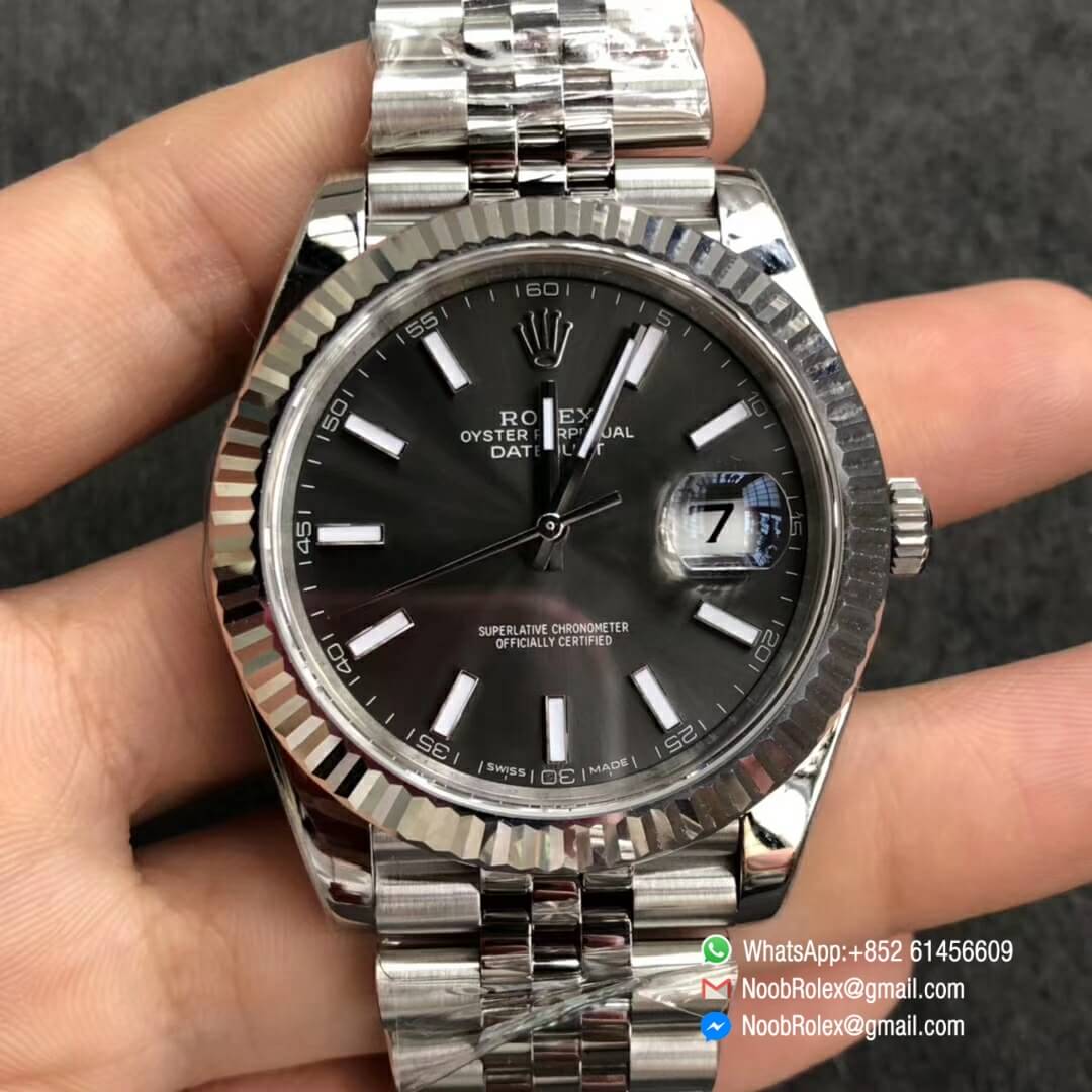 DATEJUST 41 126334 904L STEEL CASE GRAY DIAL ON JUBILEE BRACELET WITH ASIAN 2824 AUTO MOVEMENT AR FACTORY 1:1 BEST QUALITY V2