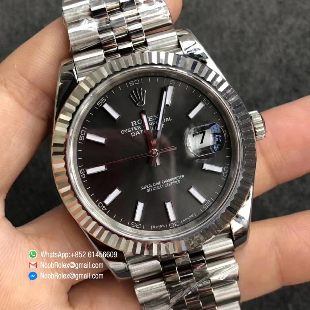 DATEJUST 41 126334 904L STEEL CASE GRAY DIAL ON JUBILEE BRACELET WITH ASIAN 2824 AUTO MOVEMENT AR FACTORY 1:1 BEST QUALITY V2
