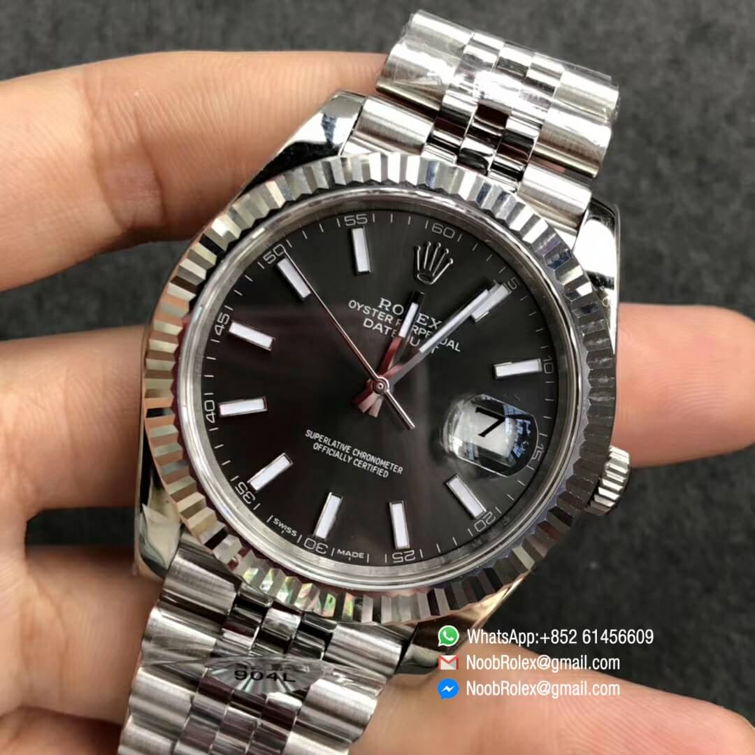 DATEJUST 41 126334 904L STEEL CASE GRAY DIAL ON JUBILEE BRACELET WITH ASIAN 2824 AUTO MOVEMENT AR FACTORY 1:1 BEST QUALITY V2