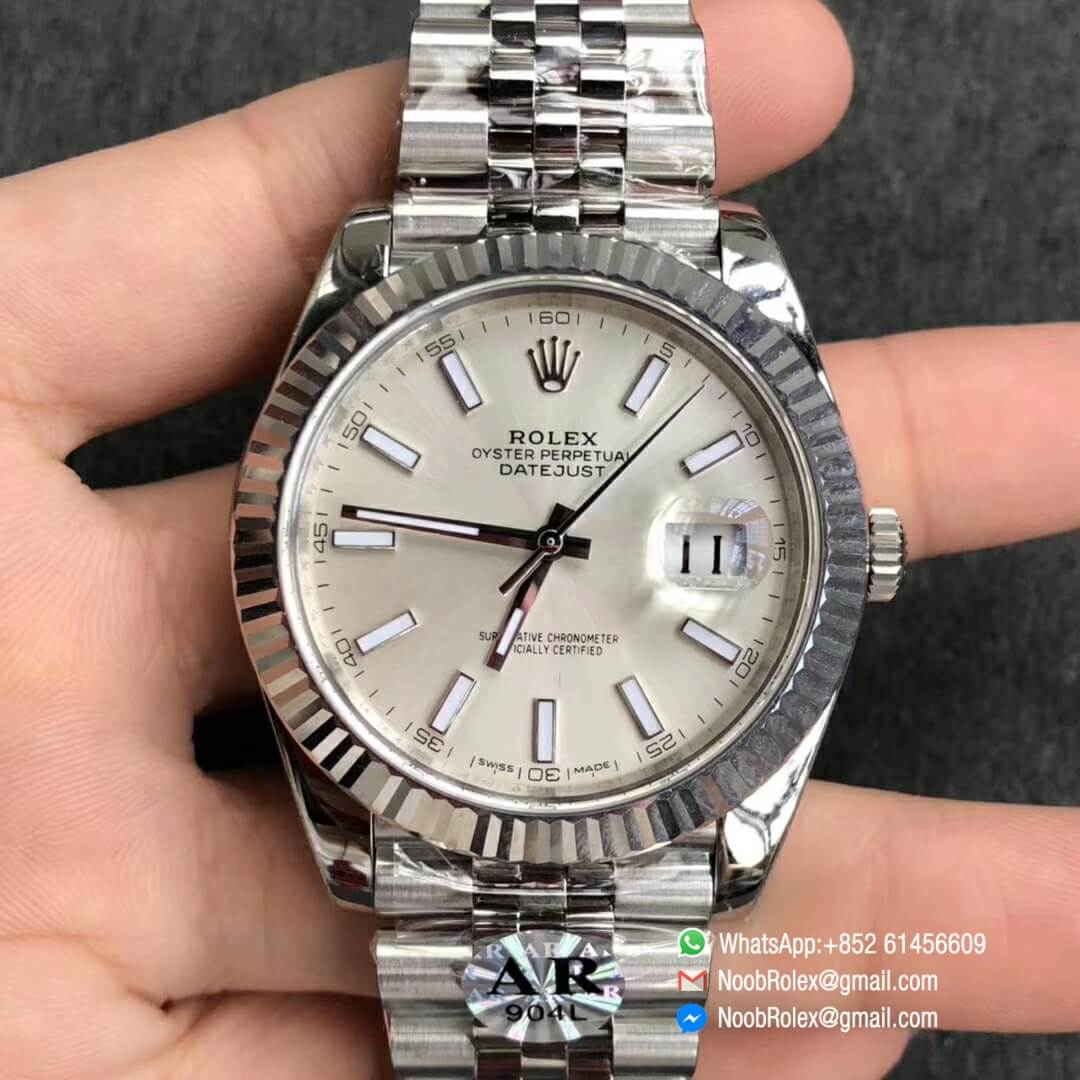 DATEJUST 41 126334 904L STEEL CASE SILVER DIAL ON JUBILEE BRACELET WITH ASIAN 2824 AUTO MOVEMENT AR FACTORY 1:1 BEST QUALITY V2