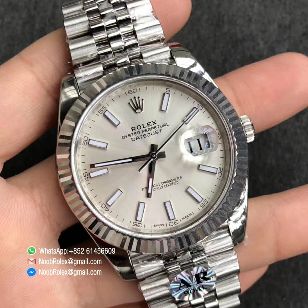 DATEJUST 41 126334 904L STEEL CASE SILVER DIAL ON JUBILEE BRACELET WITH ASIAN 2824 AUTO MOVEMENT AR FACTORY 1:1 BEST QUALITY V2