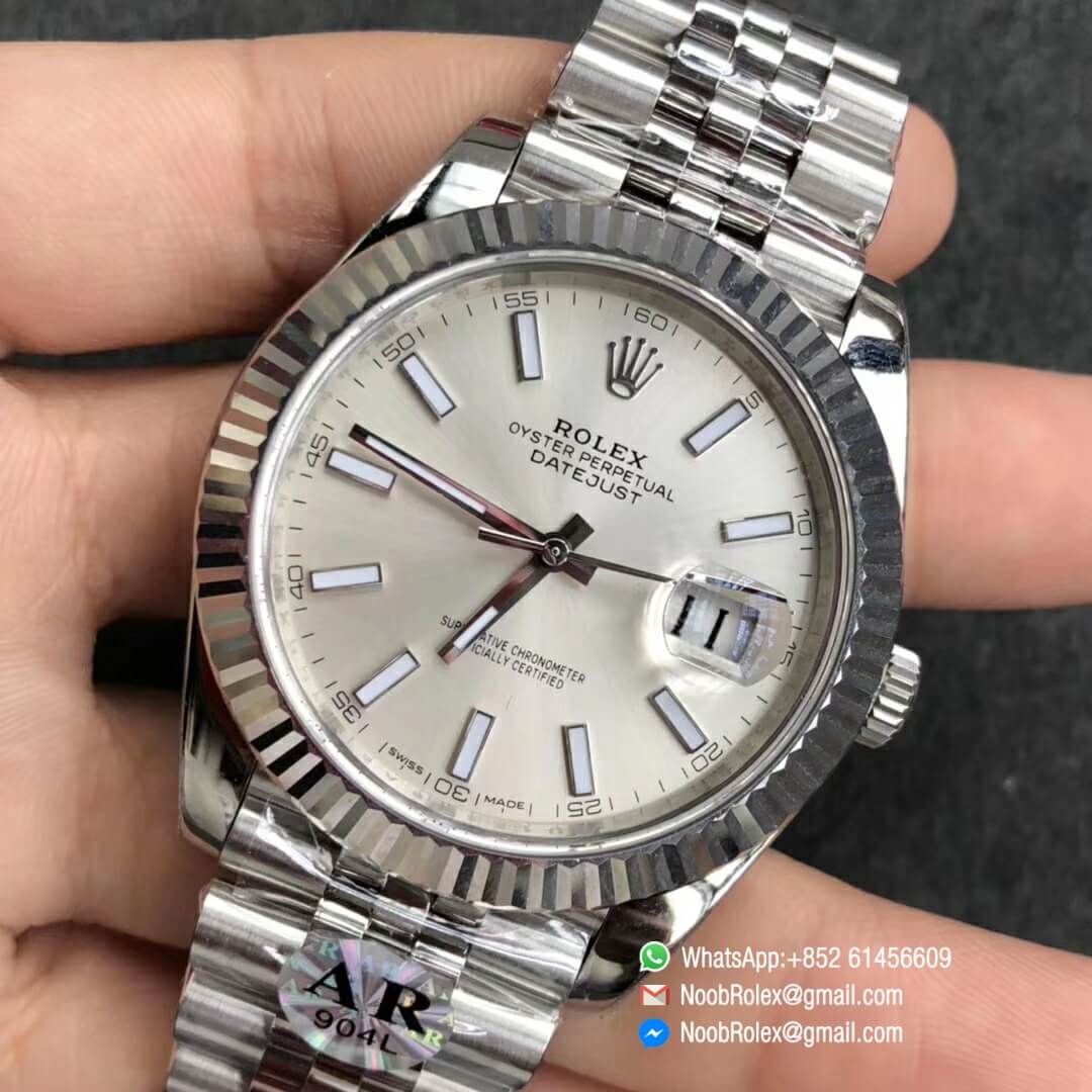 DATEJUST 41 126334 904L STEEL CASE SILVER DIAL ON JUBILEE BRACELET WITH ASIAN 2824 AUTO MOVEMENT AR FACTORY 1:1 BEST QUALITY V2
