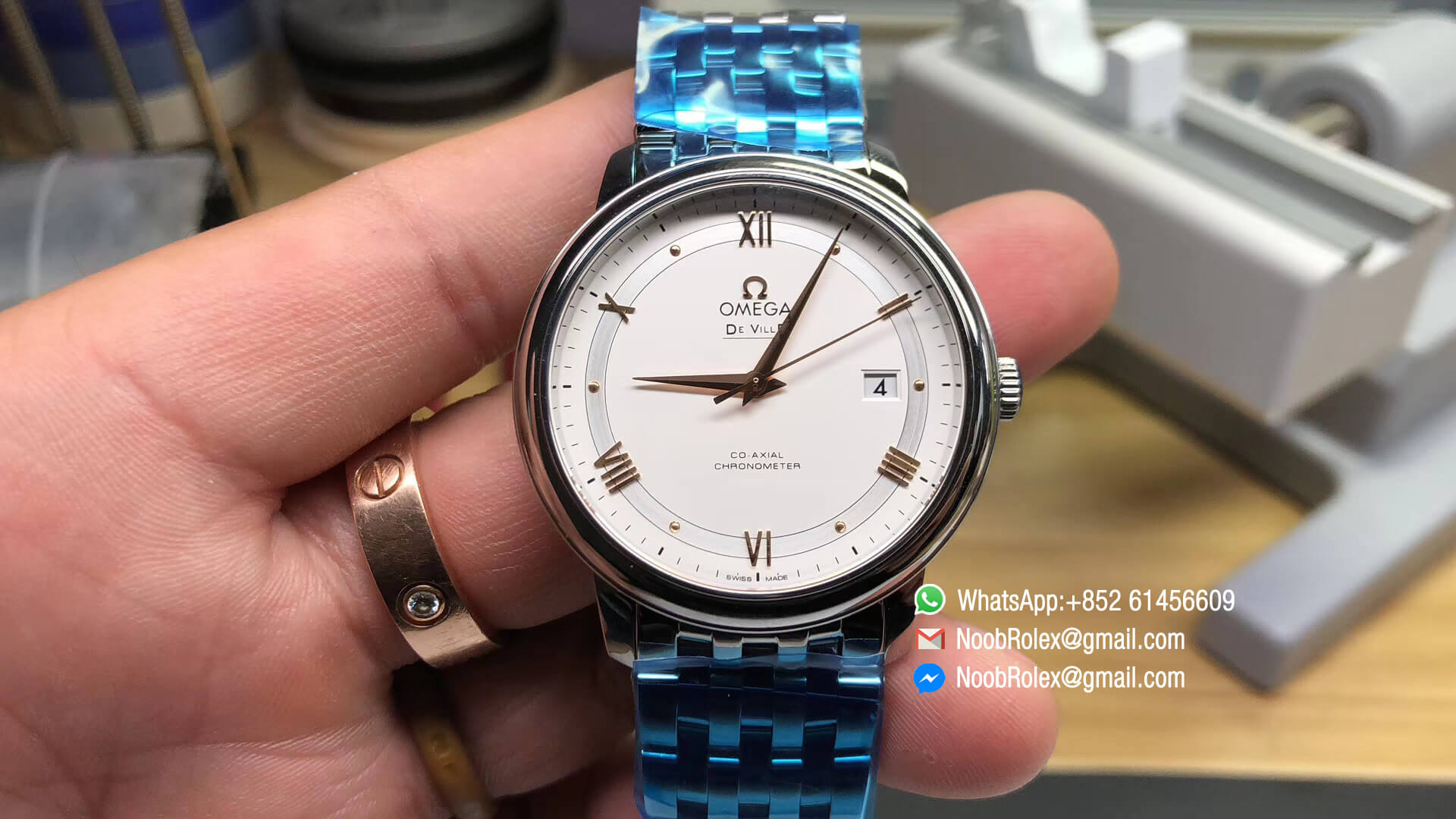 Omega De Ville Stainless Steel Case White Dial Rose Gold Markers on Steel Bracelet MIYOTA 9015 V4 MKF 1:1 Best Edition