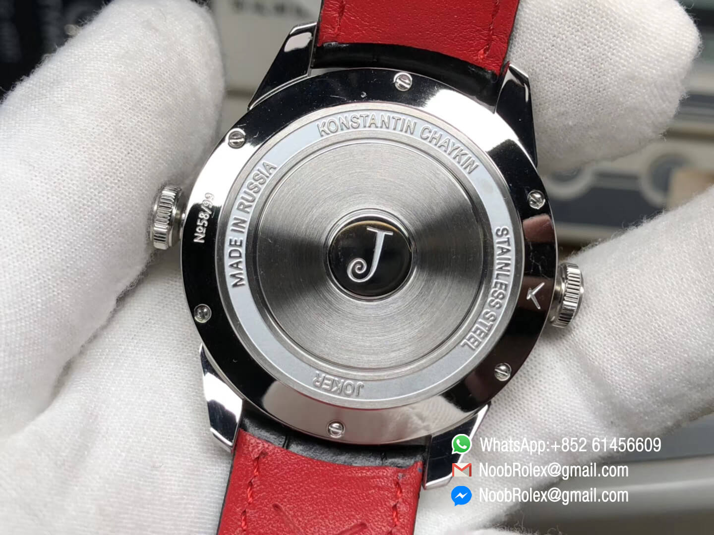 Konstantin Chaykin Joker Stainless Steel Case Gray Joker Dial Red Inner Bezel on Black Leather Strap Super Clone NH35A Movement