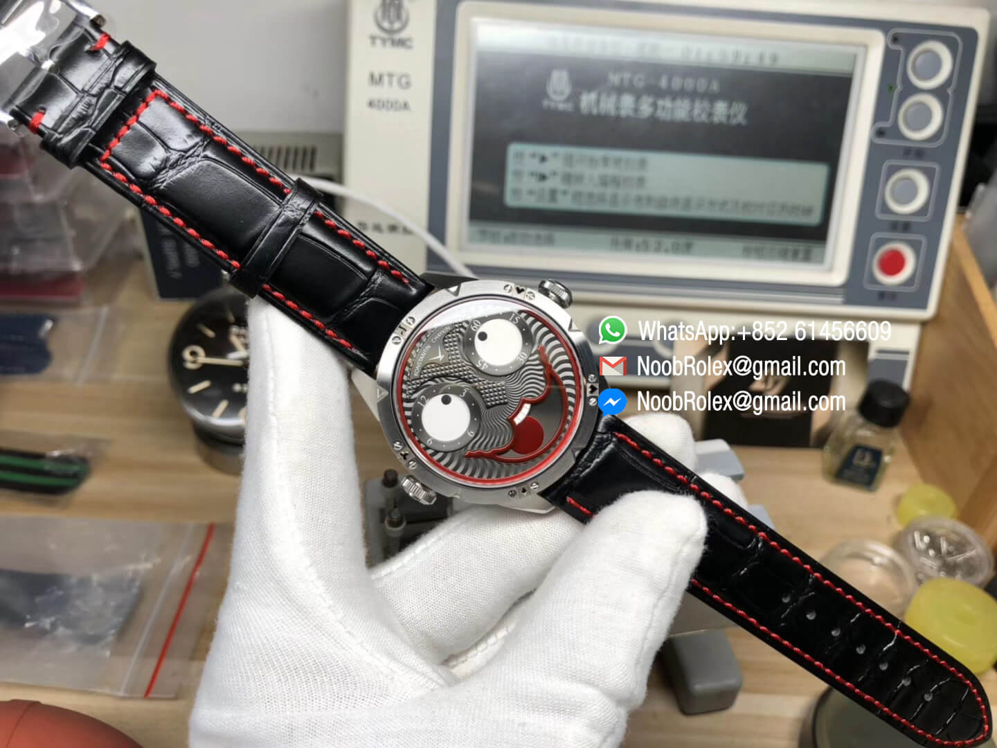 Konstantin Chaykin Joker Stainless Steel Case Gray Joker Dial Red Inner Bezel on Black Leather Strap Super Clone NH35A Movement