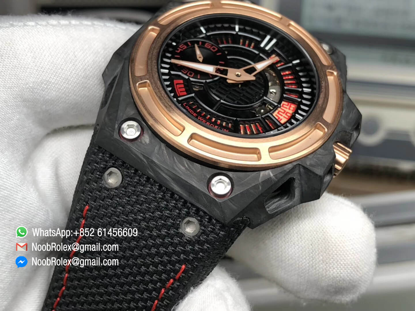 Linde Werdelin Spidolite II Tech Gold Forge Carbon Case on Black Nylon Strap A7750 V6F 1:1 Best Edition