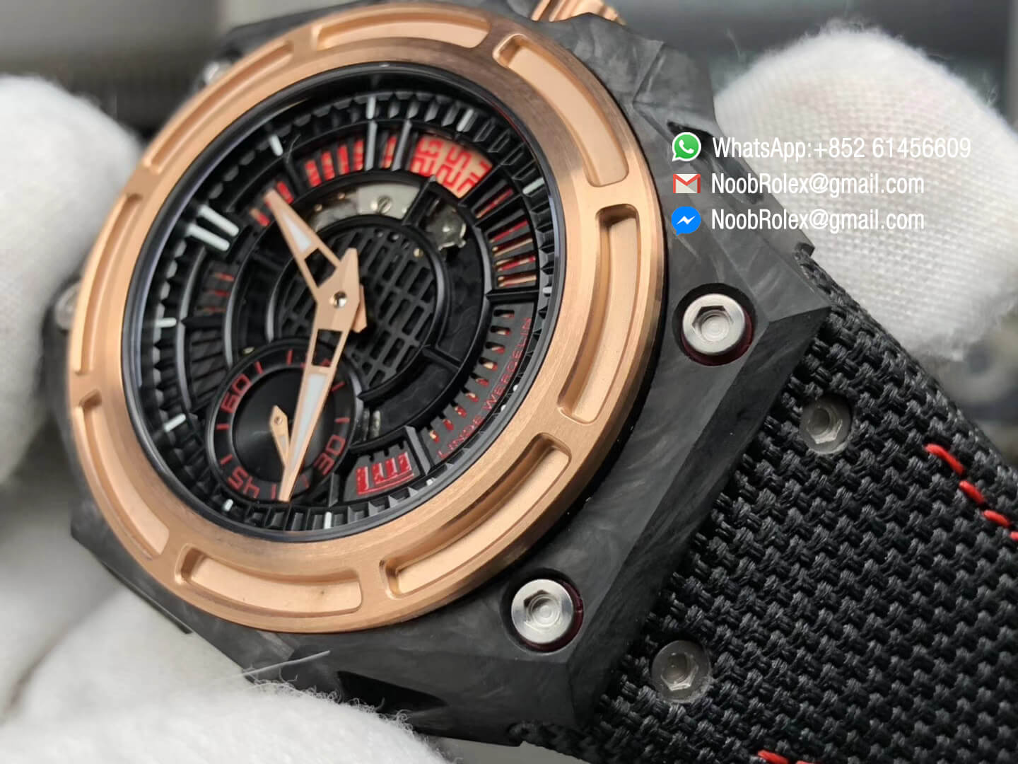 Linde Werdelin Spidolite II Tech Gold Forge Carbon Case on Black Nylon Strap A7750 V6F 1:1 Best Edition