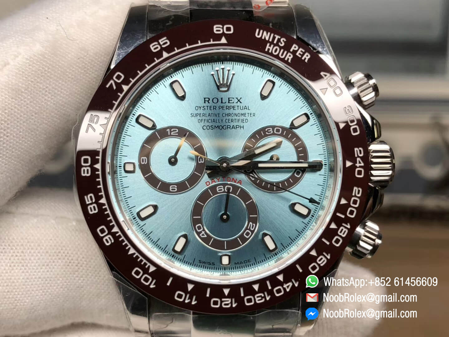 Noob Factory Daytona 116506 Ice Blue Dial Brown Ceramic Bezel 904L Steel Case and Bracelet SA4130 Movement 1:1 Best Edition V2