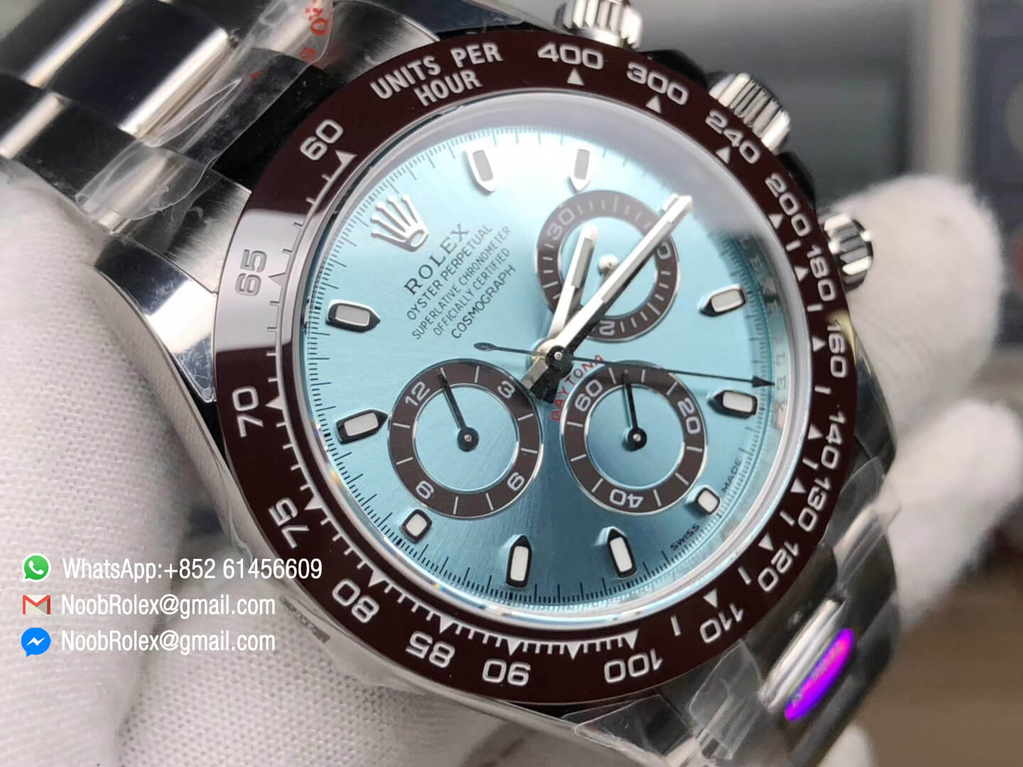 Noob Factory Daytona 116506 Ice Blue Dial Brown Ceramic Bezel 904L Steel Case and Bracelet SA4130 Movement 1:1 Best Edition V2