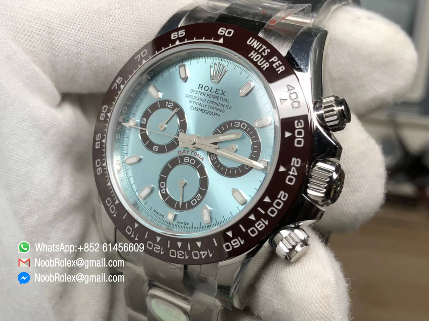 Noob Factory Daytona 116506 Ice Blue Dial Brown Ceramic Bezel 904L Steel Case and Bracelet SA4130 Movement 1:1 Best Edition V2