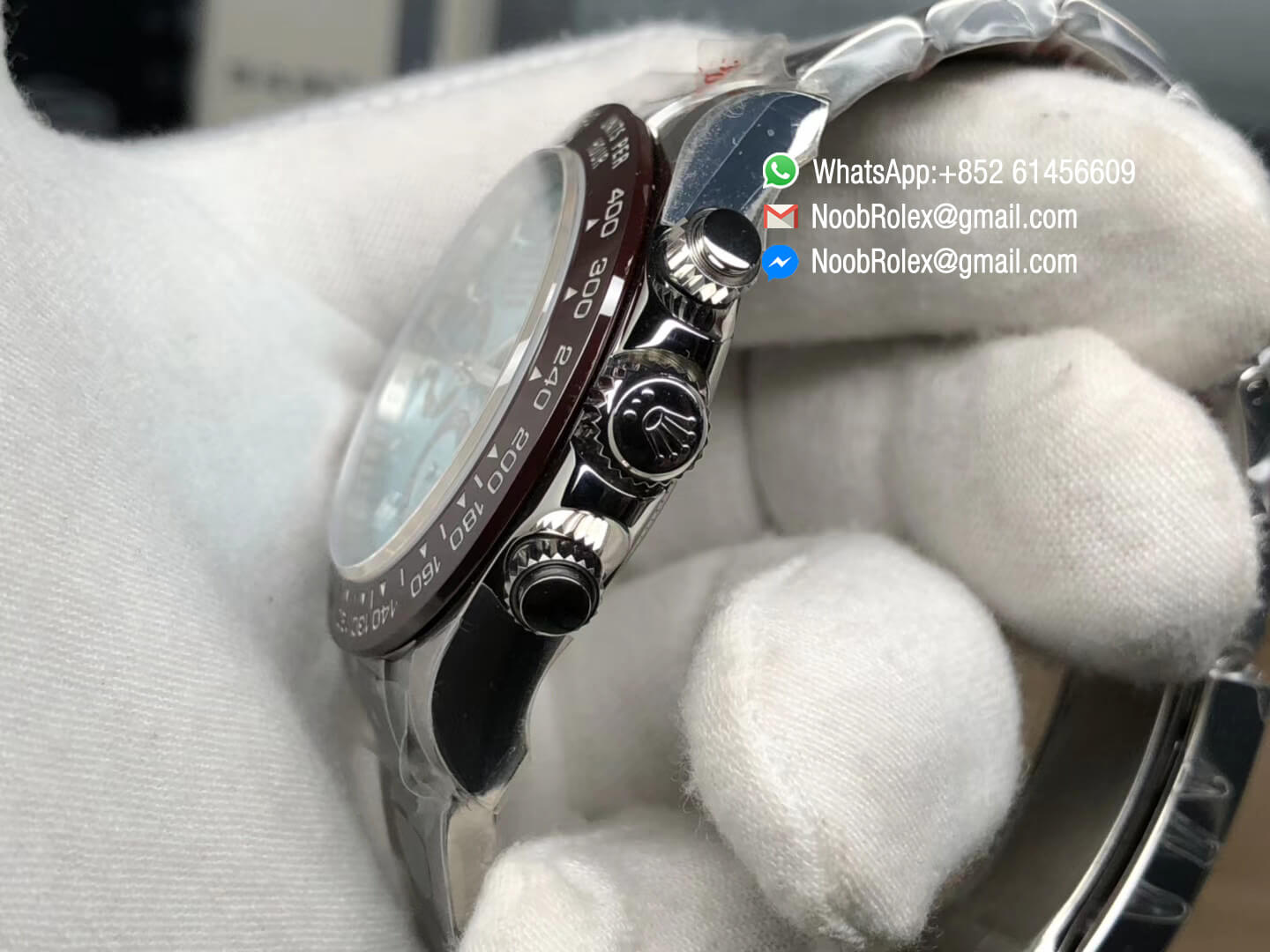 Noob Factory Daytona 116506 Ice Blue Dial Brown Ceramic Bezel 904L Steel Case and Bracelet SA4130 Movement 1:1 Best Edition V2