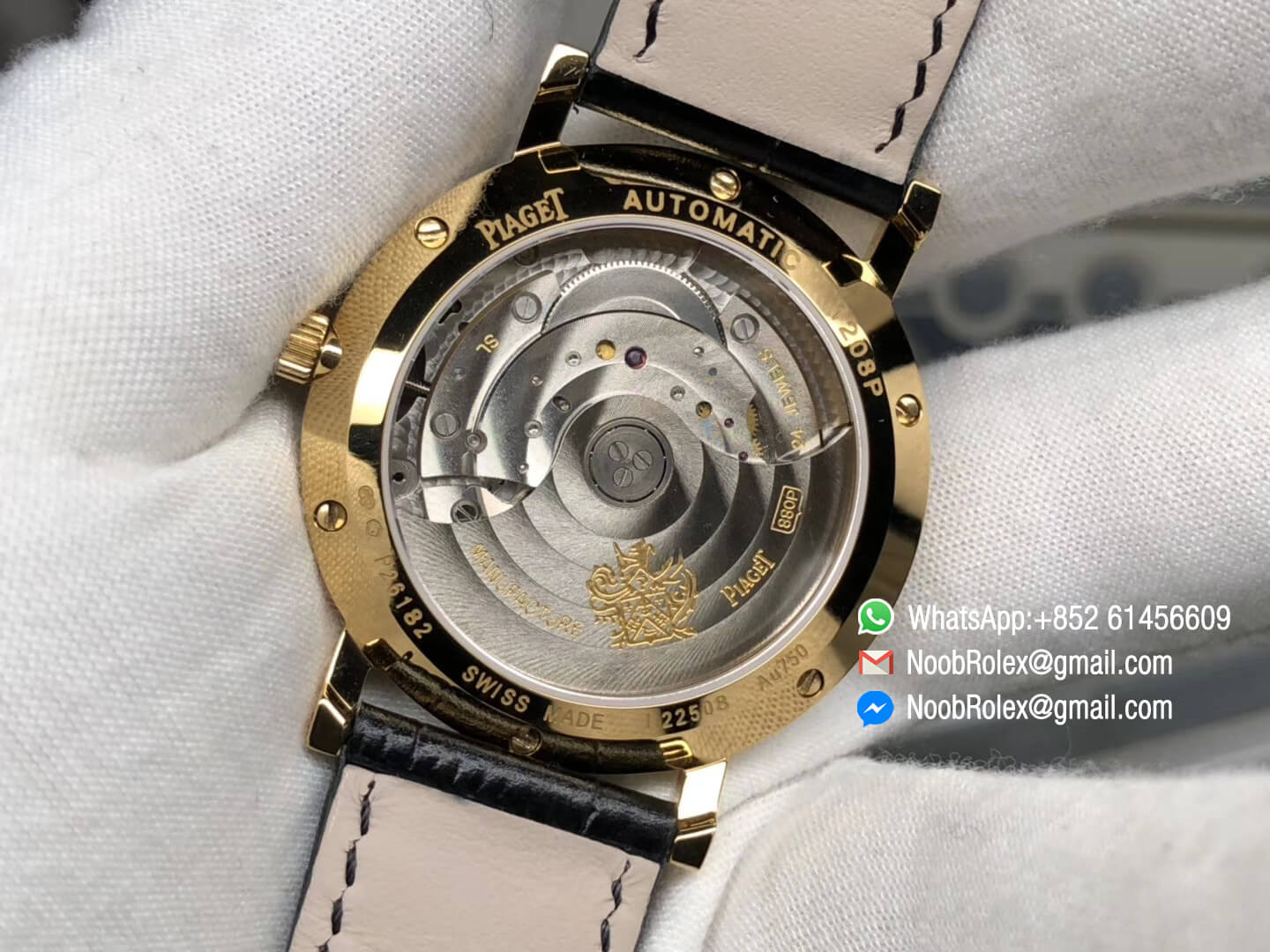 Piaget Altiplano Watch Yello Gold Case Black Dial with Diamonds Bezel on Black Leather Strap MIYOTA 9015 OX Factory 1:1 Best Edition