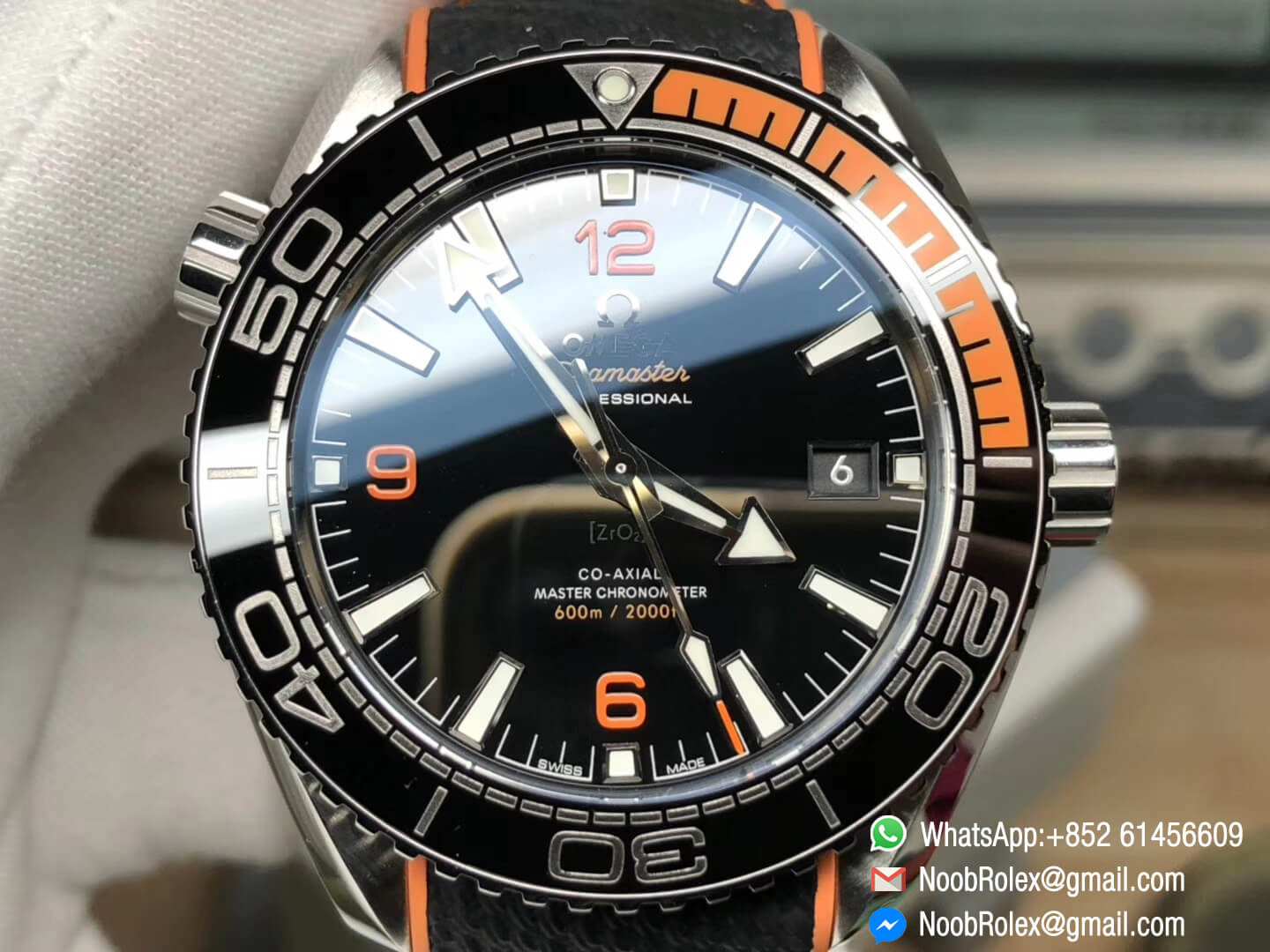 Planet Ocean 43.5mm Steel Case Black & Orange Bezel Black Dial on Black Nylon Strap A8900 Super Clone VSF 1:1 Best Edition