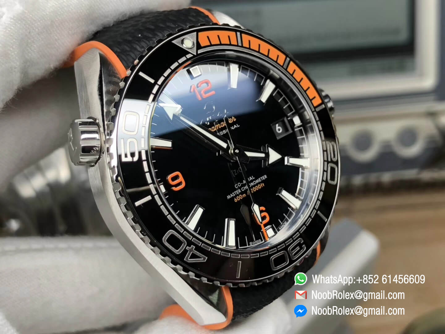 Planet Ocean 43.5mm Steel Case Black & Orange Bezel Black Dial on Black Nylon Strap A8900 Super Clone VSF 1:1 Best Edition