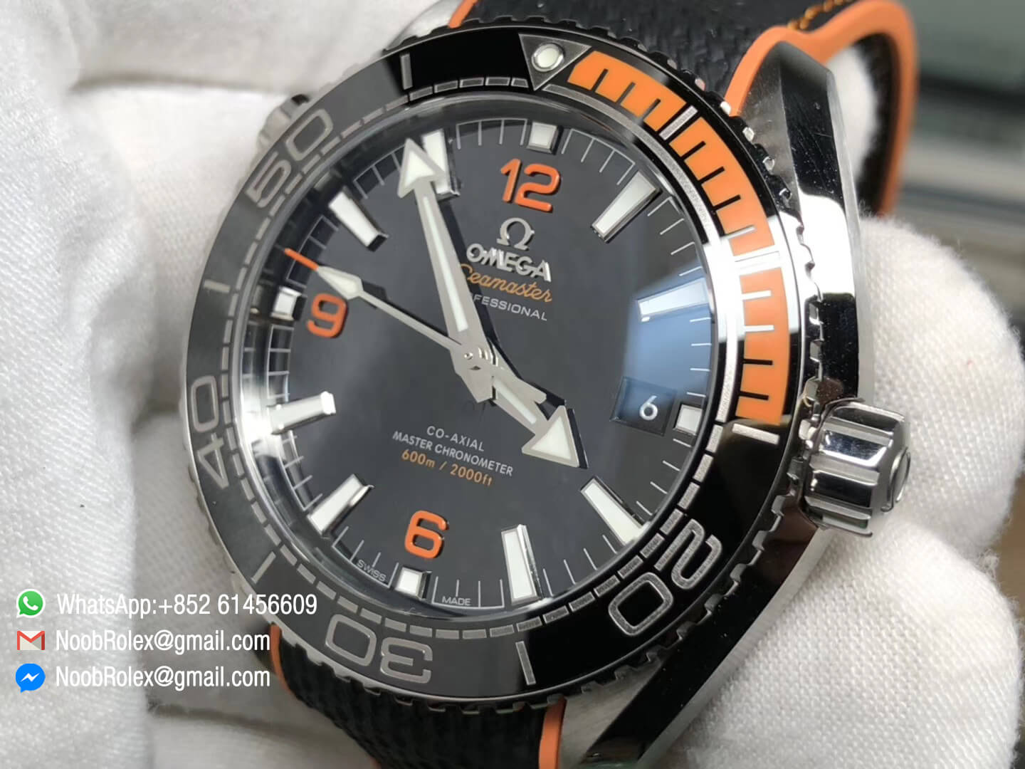 Planet Ocean 43.5mm Steel Case Black & Orange Bezel Black Dial on Black Nylon Strap A8900 Super Clone VSF 1:1 Best Edition