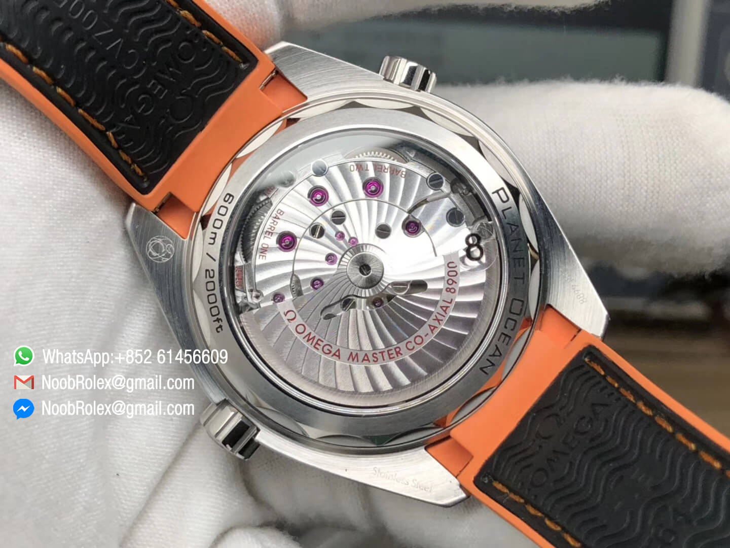 Planet Ocean 43.5mm Steel Case Black & Orange Bezel Black Dial on Black Nylon Strap A8900 Super Clone VSF 1:1 Best Edition