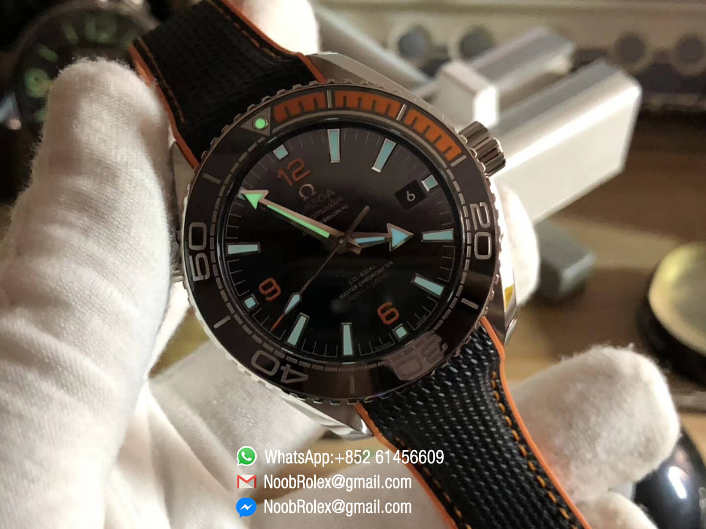 Planet Ocean 43.5mm Steel Case Black & Orange Bezel Black Dial on Black Nylon Strap A8900 Super Clone VSF 1:1 Best Edition