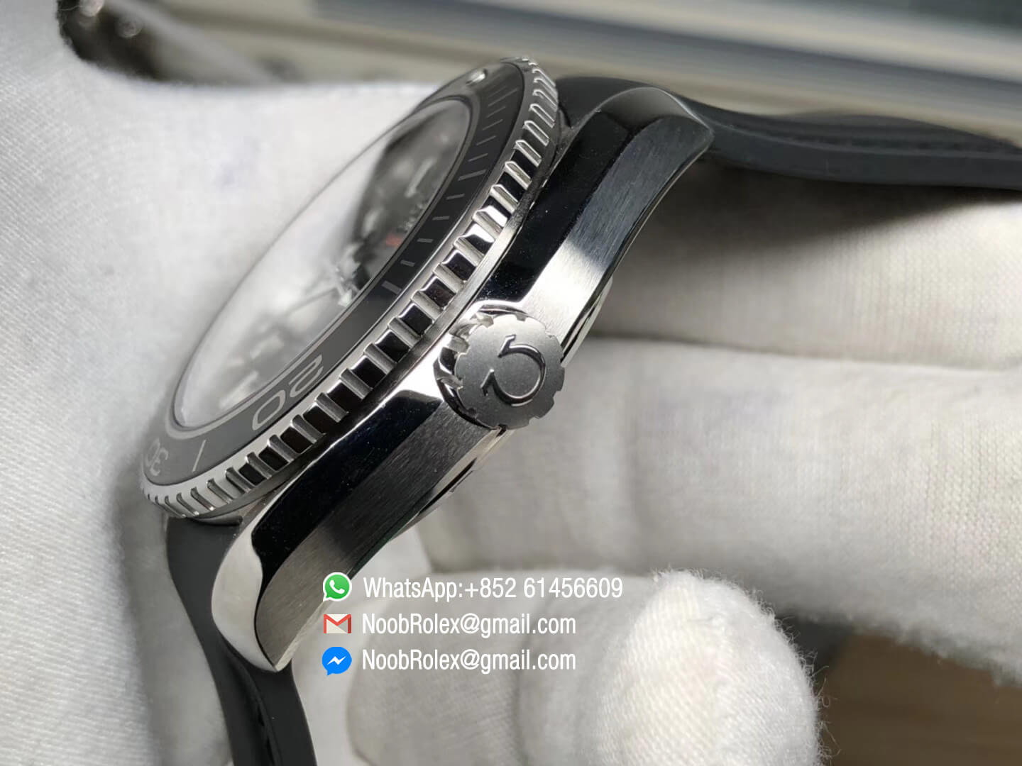 Planet Ocean Professional Seamaster Co-Axial 600m Steel Case 45mm Ceramic Bezel Silver Markers on Rubber Strap A8500 Super Clone VS Factory 1:1 Best Replica Quality