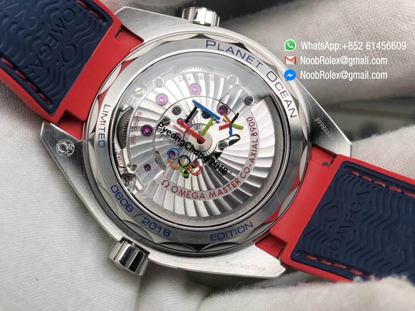 Planet Ocean 43.5mm Pyeongchang 2018 Olympics Anniversar Watch Blue Dial on Blue Nylon Strap A8900 Super Clone VSF 1:1 Best Edition