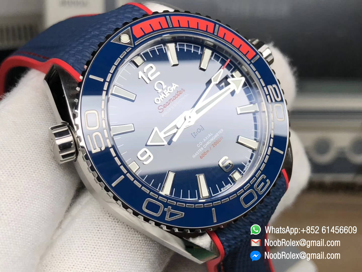 Planet Ocean 43.5mm Pyeongchang 2018 Olympics Anniversar Watch Blue Dial on Blue Nylon Strap A8900 Super Clone VSF 1:1 Best Edition