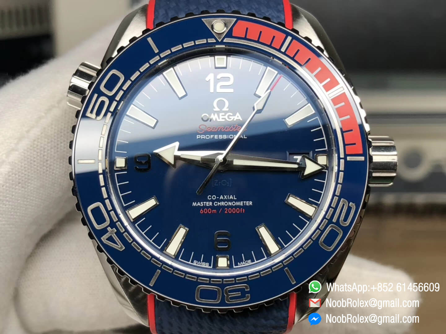 Planet Ocean 43.5mm Pyeongchang 2018 Olympics Anniversar Watch Blue Dial on Blue Nylon Strap A8900 Super Clone VSF 1:1 Best Edition