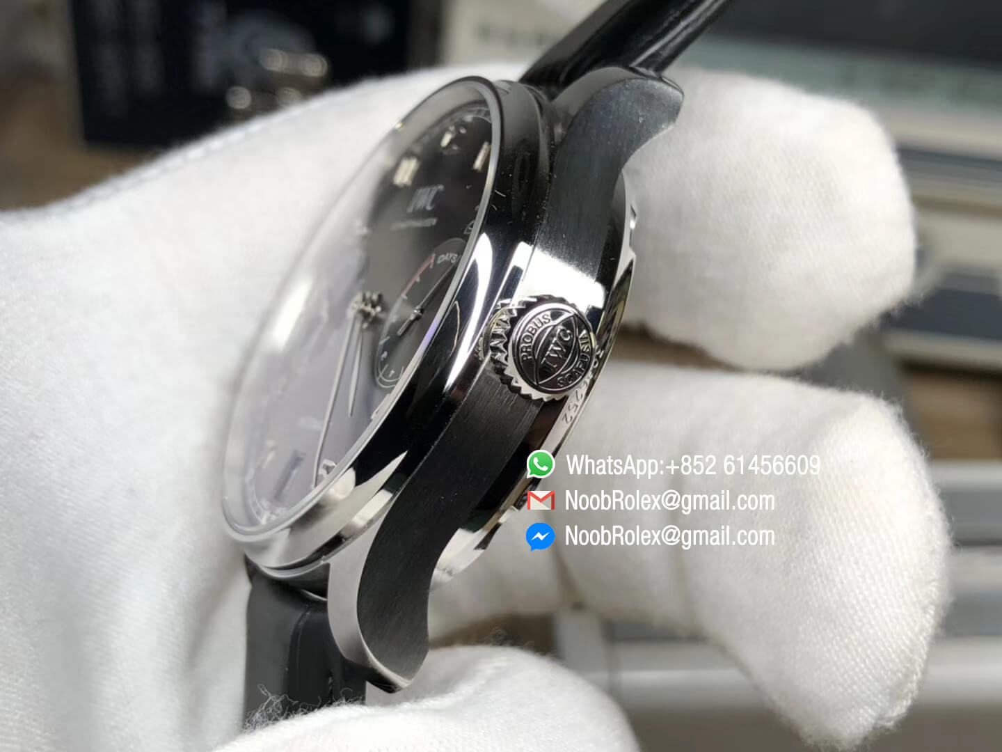 Portuguese Real Power Reserve Watch IW500106 Steel Case Gray Dial on Black Leather Strap A52010 Movement V3 YLF 1:1 Best Edition