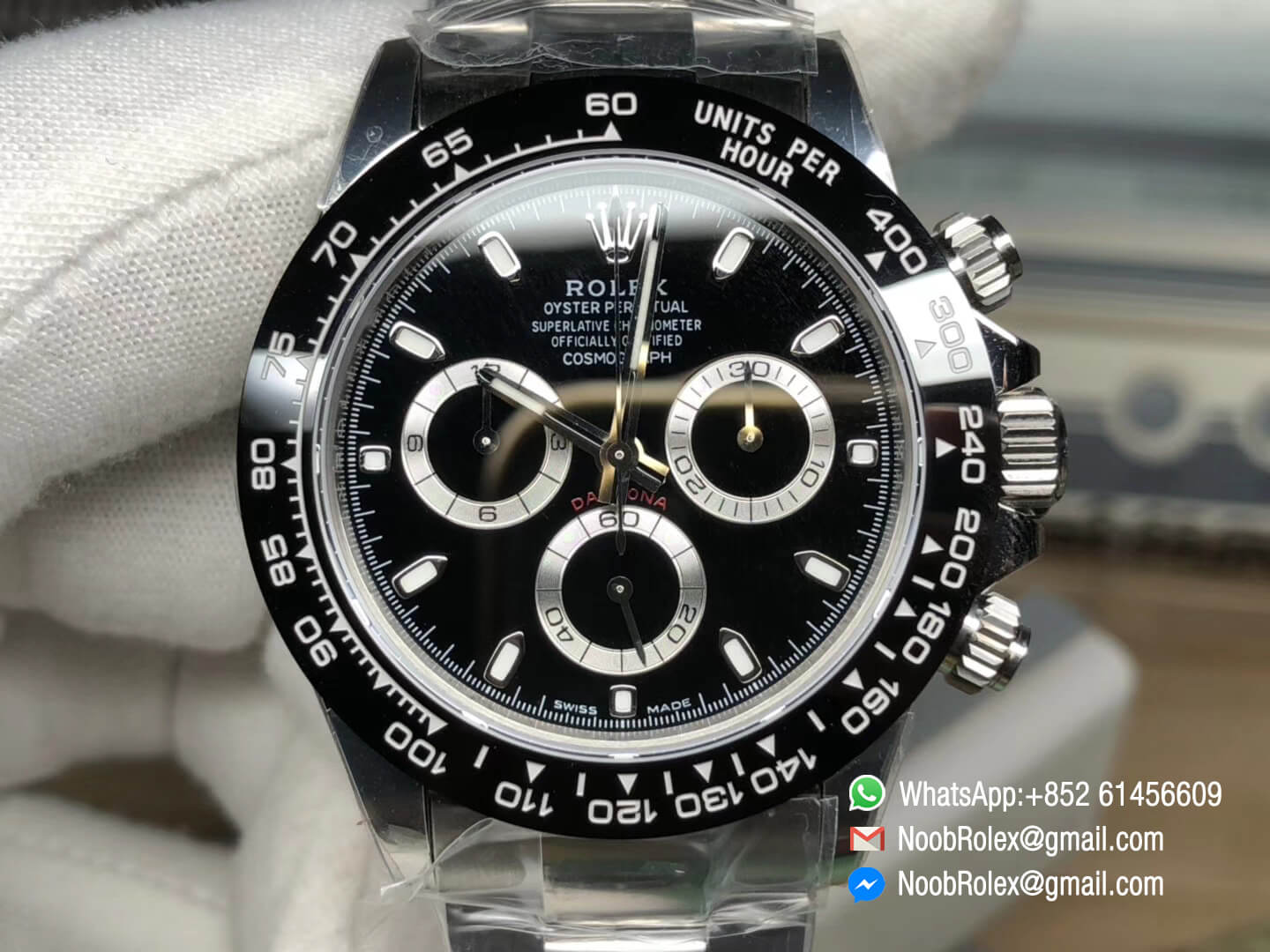 Rolex Daytona 116500 Noob Factory 904L Stainless Steel Case and Bracelet Black Dial with SA4130 Movement V2 Best Edition