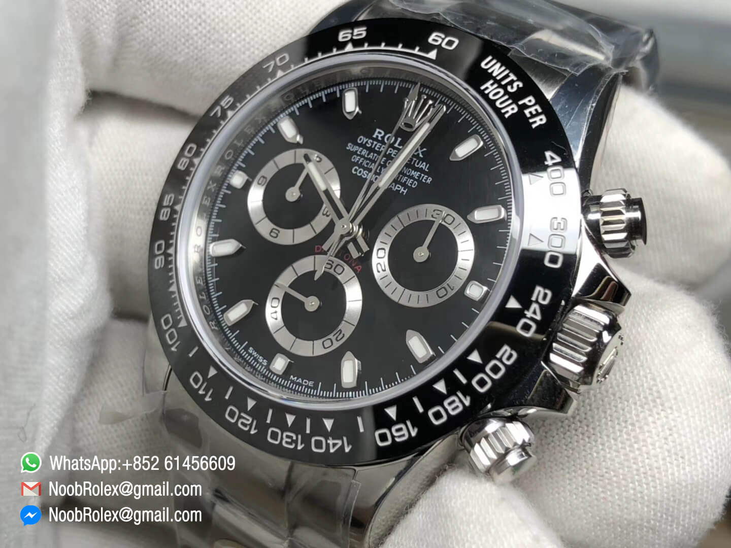 Rolex Daytona 116500 Noob Factory 904L Stainless Steel Case and Bracelet Black Dial with SA4130 Movement V2 Best Edition