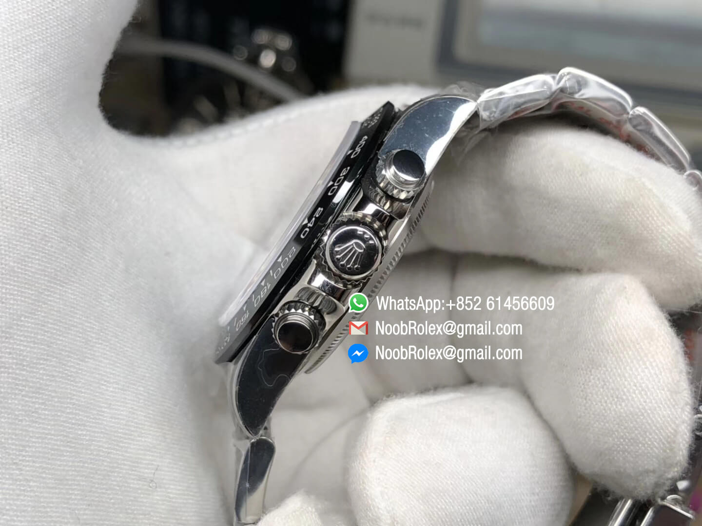 Rolex Daytona 116500 Noob Factory 904L Stainless Steel Case and Bracelet Black Dial with SA4130 Movement V2 Best Edition