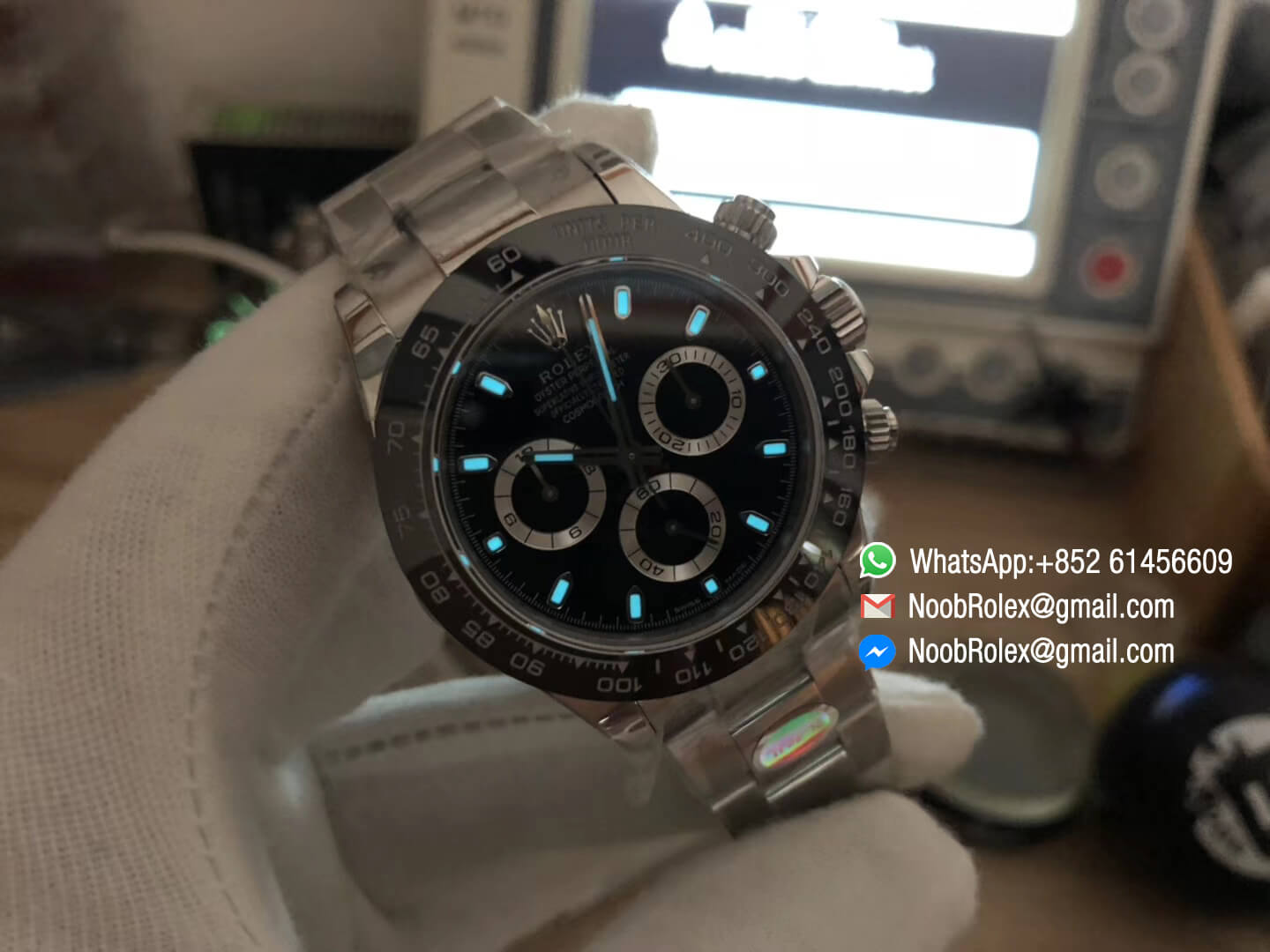 Rolex Daytona 116500 Noob Factory 904L Stainless Steel Case and Bracelet Black Dial with SA4130 Movement V2 Best Edition