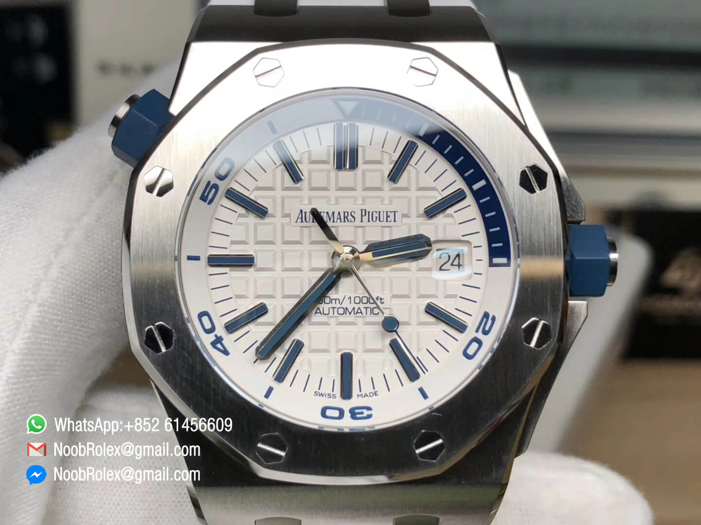 Royal Oak Offshore Diver 2017 White Dial & White Rubber Strap AP 15710 on A3120 JF 1:1 Best Quality Top Level Clone