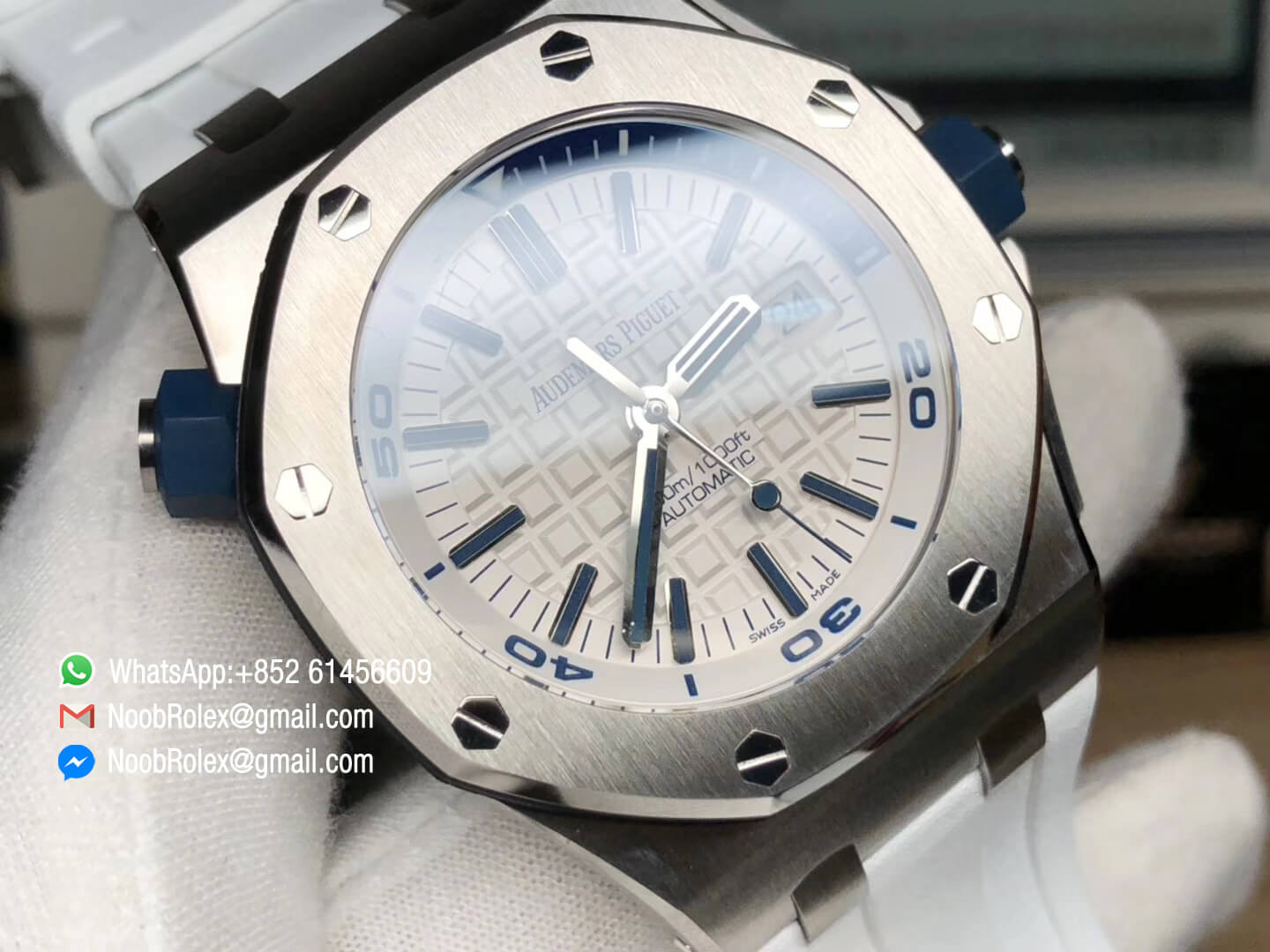 Royal Oak Offshore Diver 2017 White Dial & White Rubber Strap AP 15710 on A3120 JF 1:1 Best Quality Top Level Clone