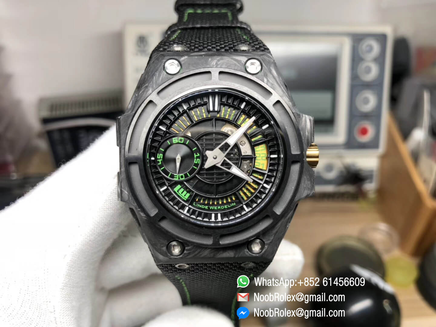 Linde Werdelin Spidolite II Tech Green Forge Carbon Case on Black Nylon Strap A7750 V6F 1:1 Best Edition