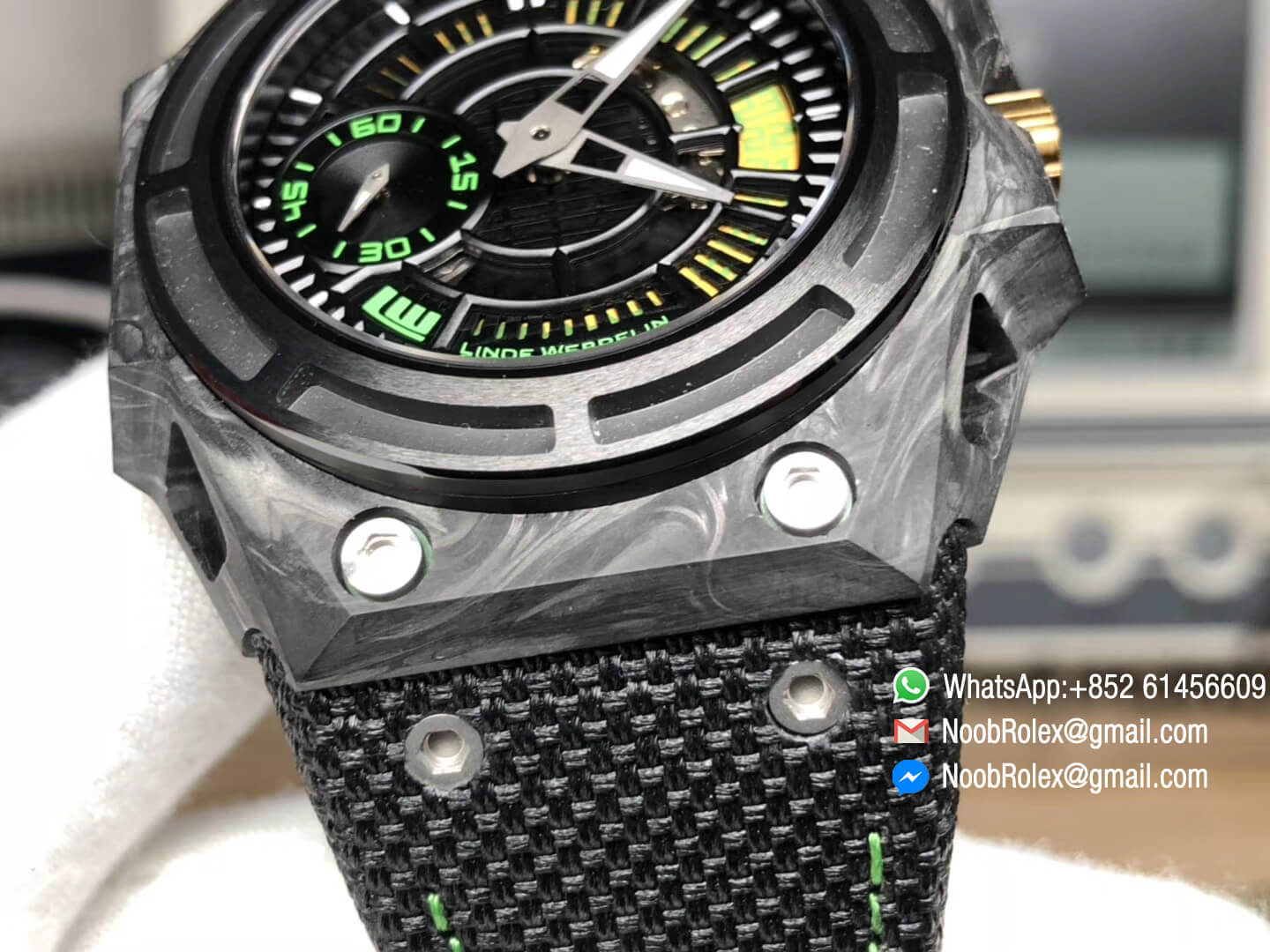 Linde Werdelin Spidolite II Tech Green Forge Carbon Case on Black Nylon Strap A7750 V6F 1:1 Best Edition