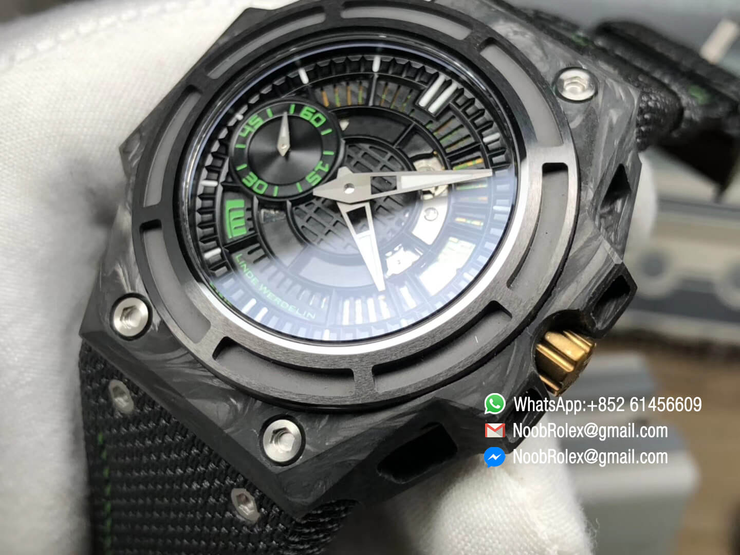 Linde Werdelin Spidolite II Tech Green Forge Carbon Case on Black Nylon Strap A7750 V6F 1:1 Best Edition