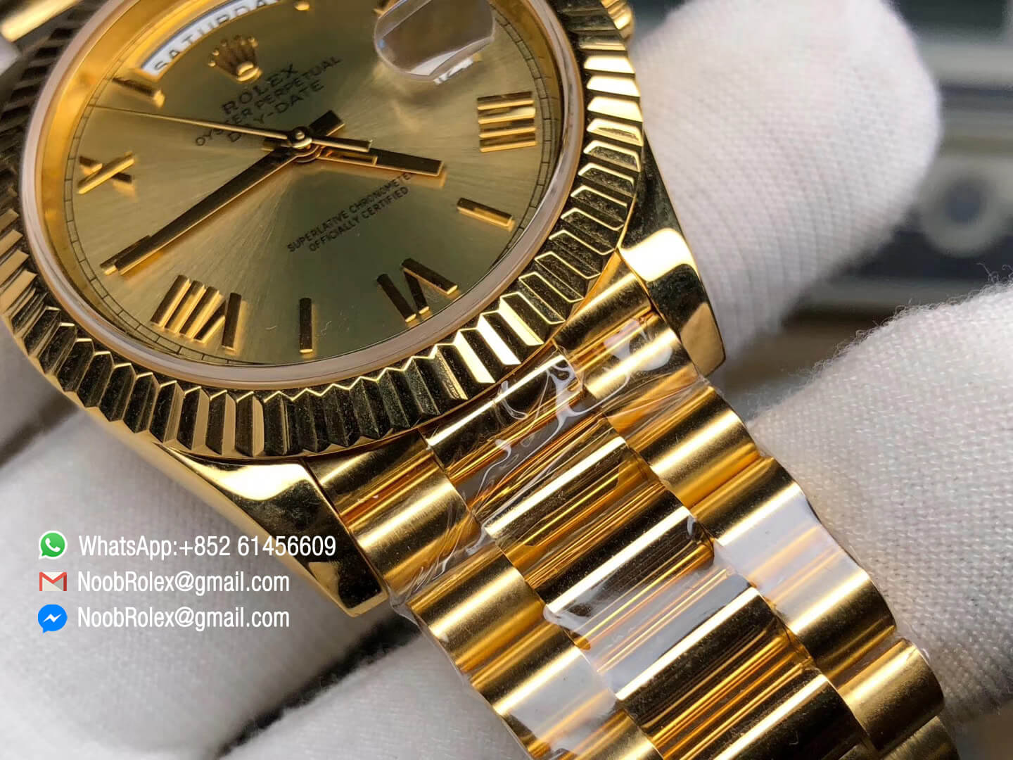 Day-Date 40 228238 Wrapped 18K Yellow Gold Case & President Bracelet Yellow Gold Dial Roman Markers With A3255 Noob Factory 1:1 Customized Best Quality